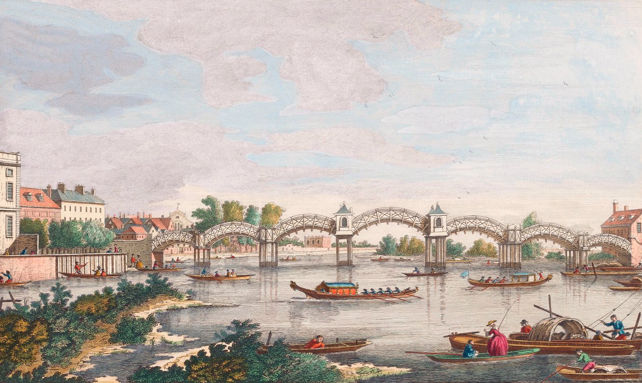 New Bridge over the Thames at Hampton Court by Antonio (after) Canaletto