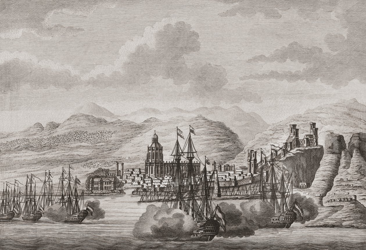 Dutch Fleet off Malaga, Spain 1784 Firing Salute by Antonio (after) Suntach