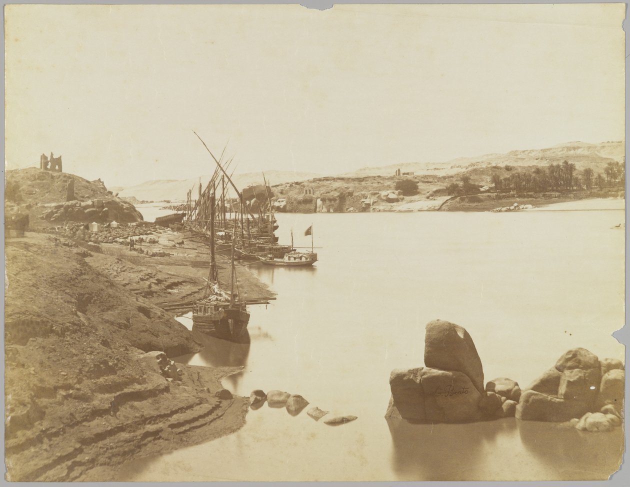 Aswan, view of the Nile from the East Bank by Antonio Beato