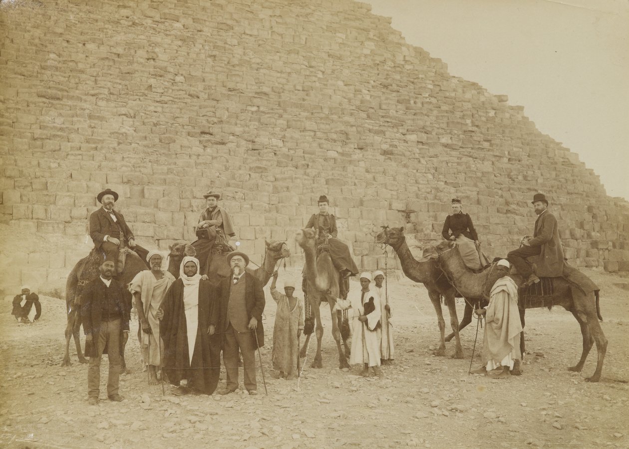 Family of Tourists at Giza, Egypt by Antonio Beato