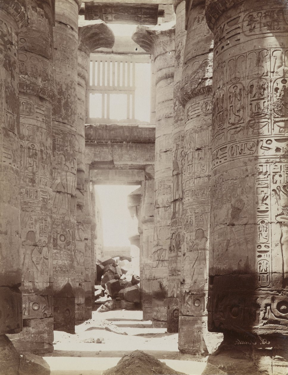 Hypostyle Hall in Temple of Karnak, view of the Hypostyle Hall by Antonio Beato