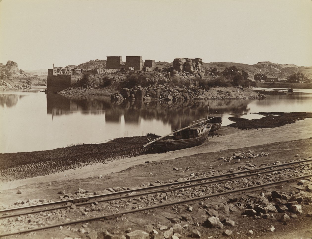 Philae, view of the East Bank of the Nile, northwest by Antonio Beato