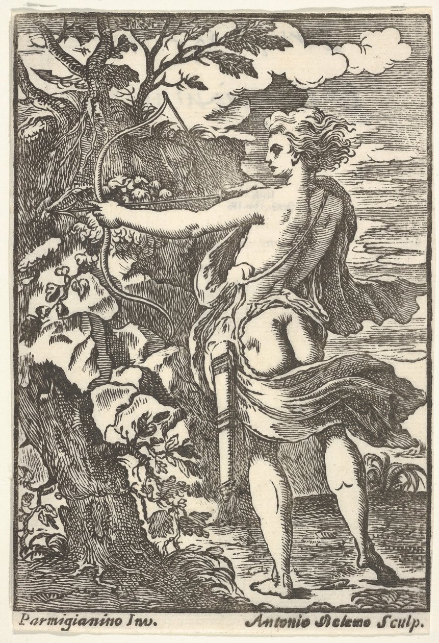 Callisto hunting with drawn bow, after Parmigianino, 1720-1740 by Antonio Belemo