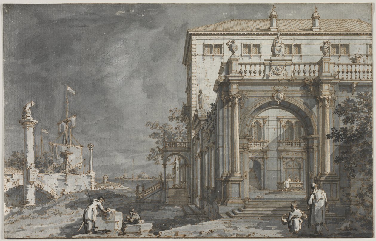 Capriccio: A Palace with a Courtyard by the Lagoon by Giovanni Antonio Canal