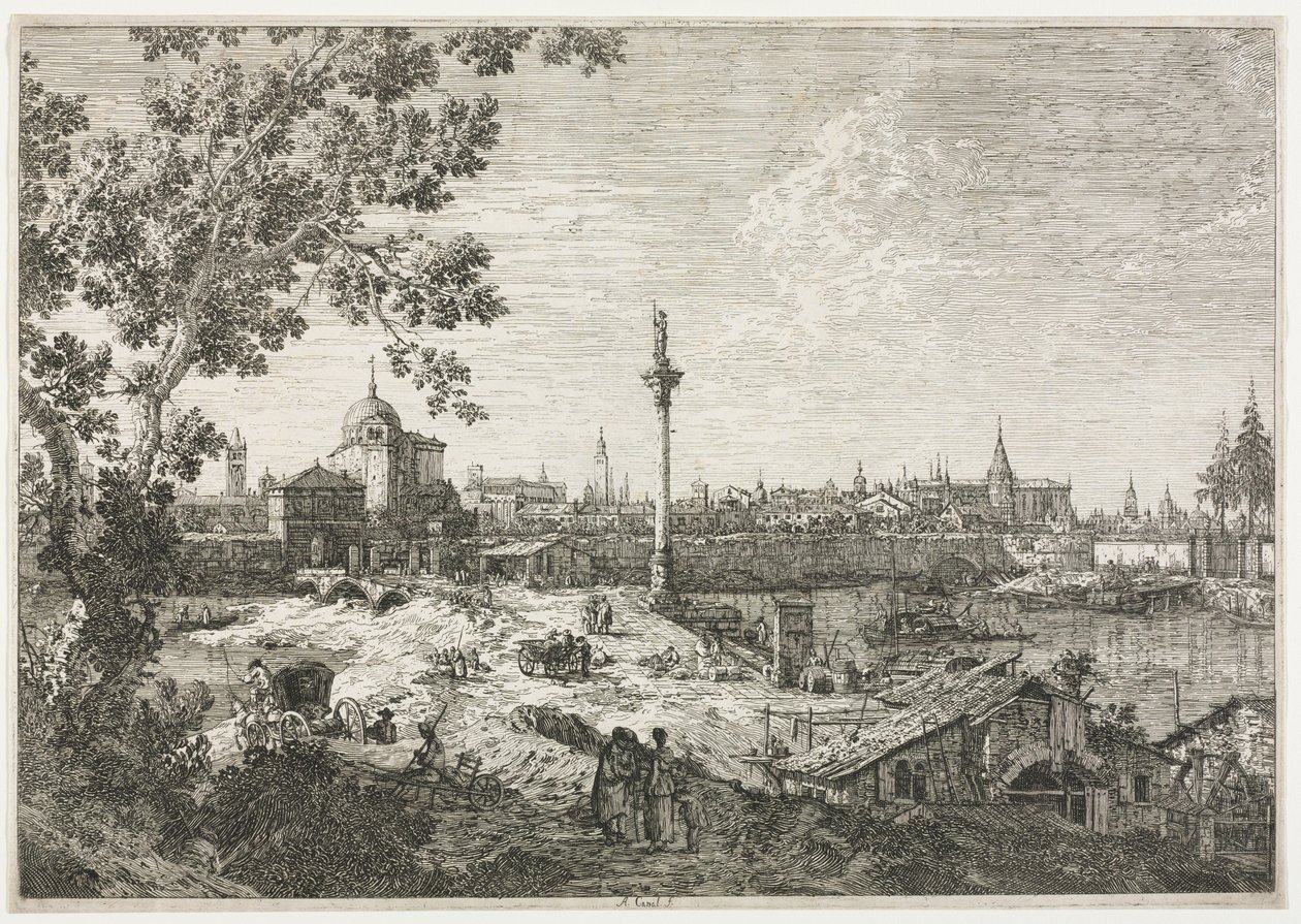 Panorama of a City on a River by Antonio Canaletto