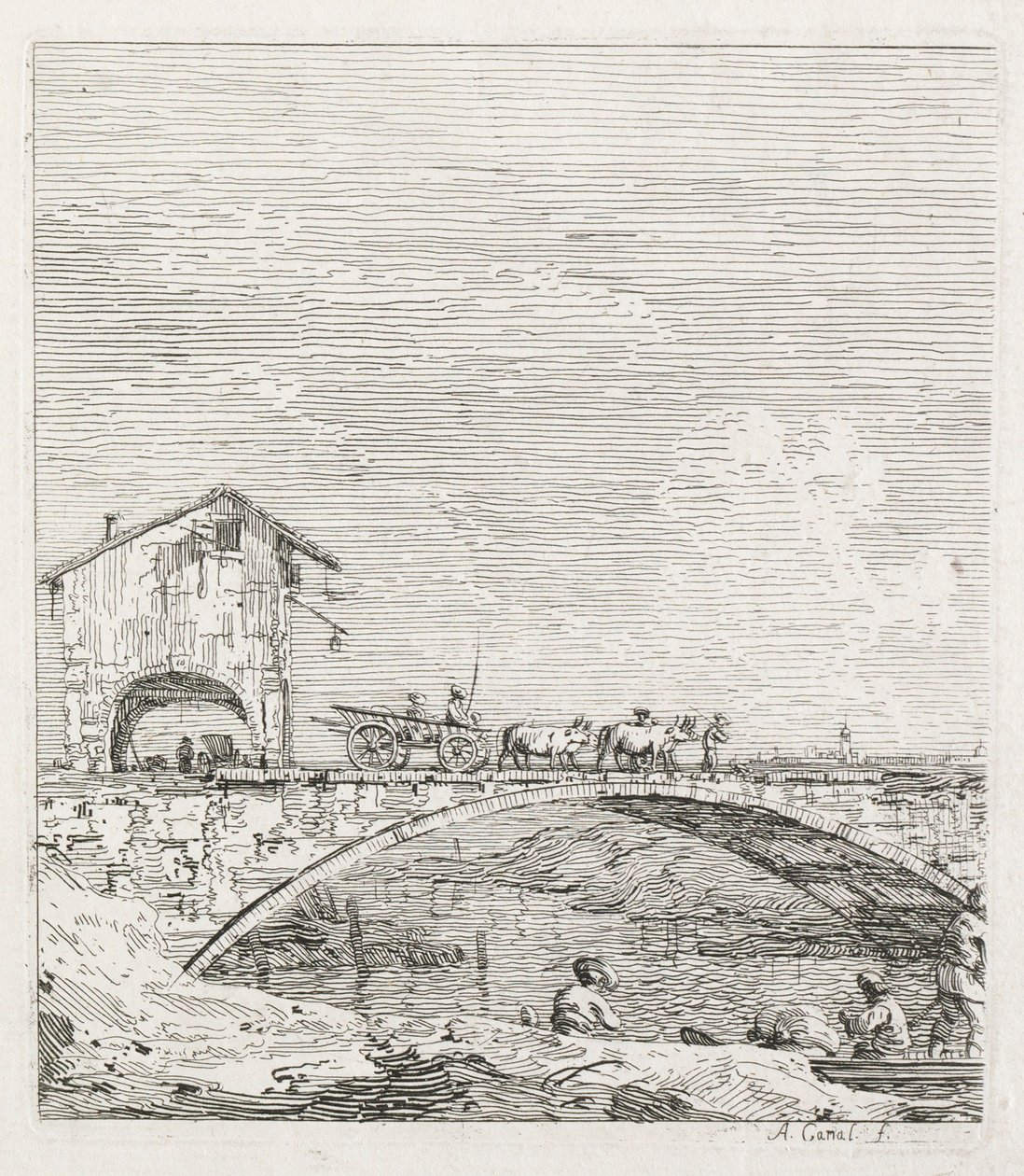 Views: A Wagon Passing over a Bridge by Giovanni Antonio Canal