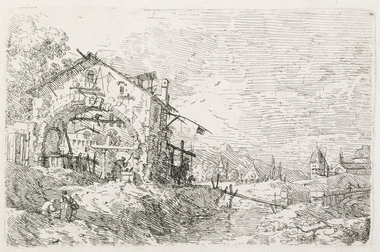 A Woman Drawing Water under an Arch, 1735-1746 by Giovanni Antonio Canal