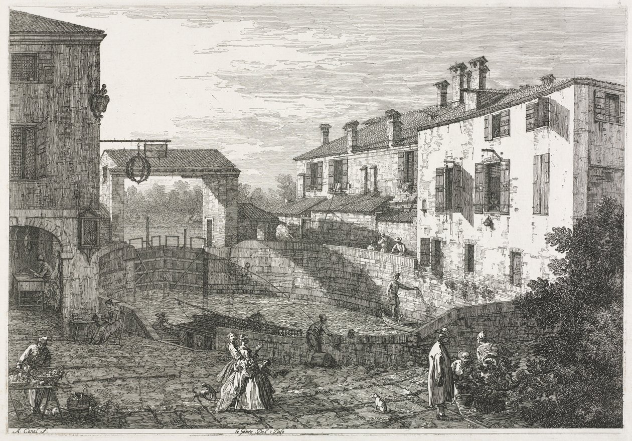 Views: The Canal Lock at Dolo, 1735-1746 by Giovanni Antonio Canal