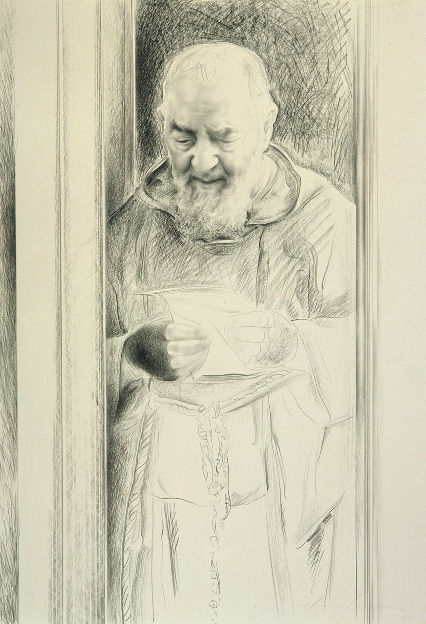 Padre Pio Reading, 1988-89 by Antonio Ciccone