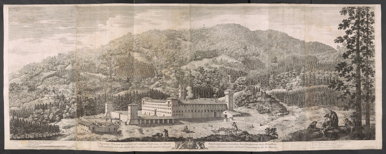 Large view of the monastery amidst the Appenine forests by Antonio Cioci or Ciocchi