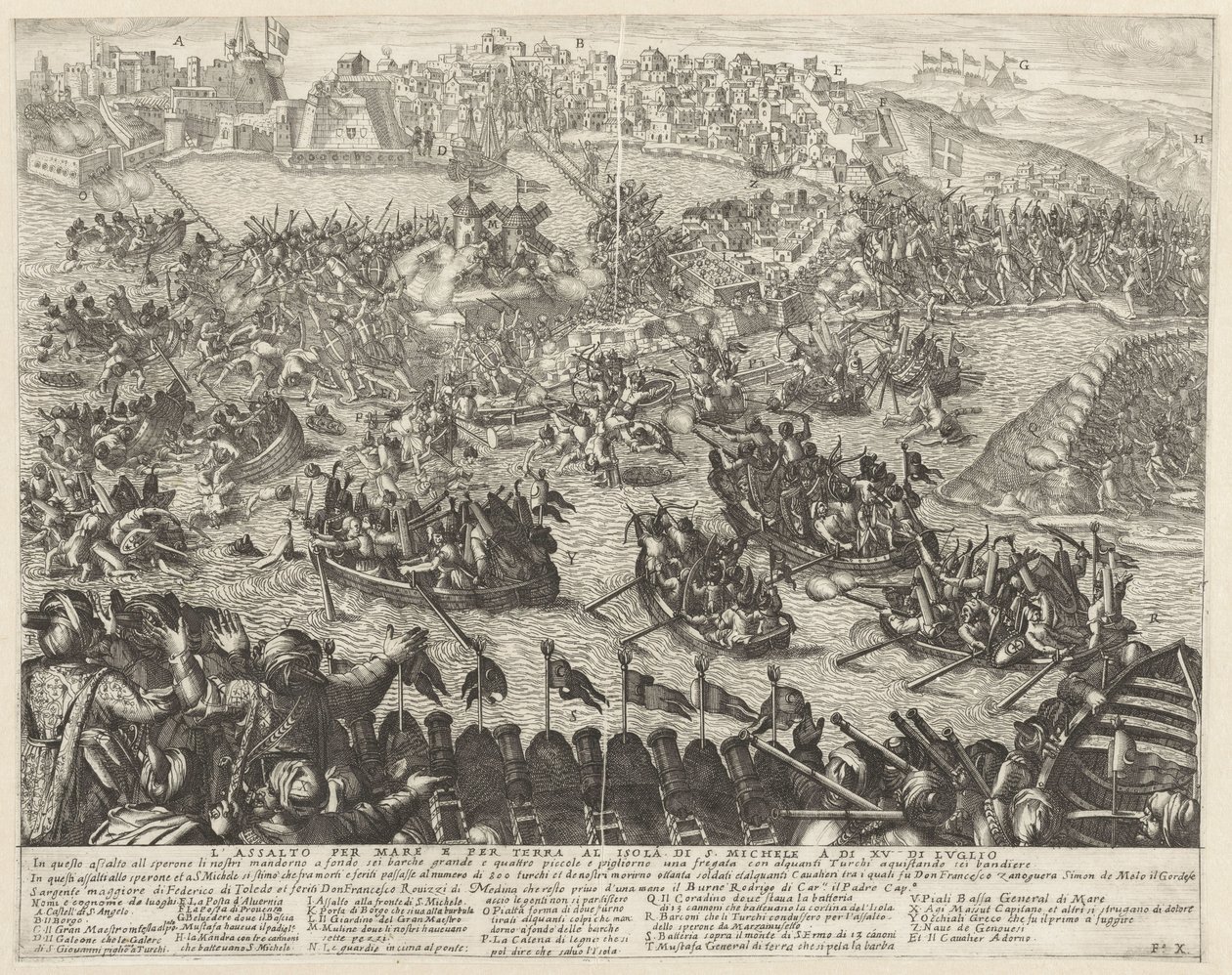 Attack by Sea and Land on San Michele (The Siege of Malta) by Antonio Francesco Lucini
