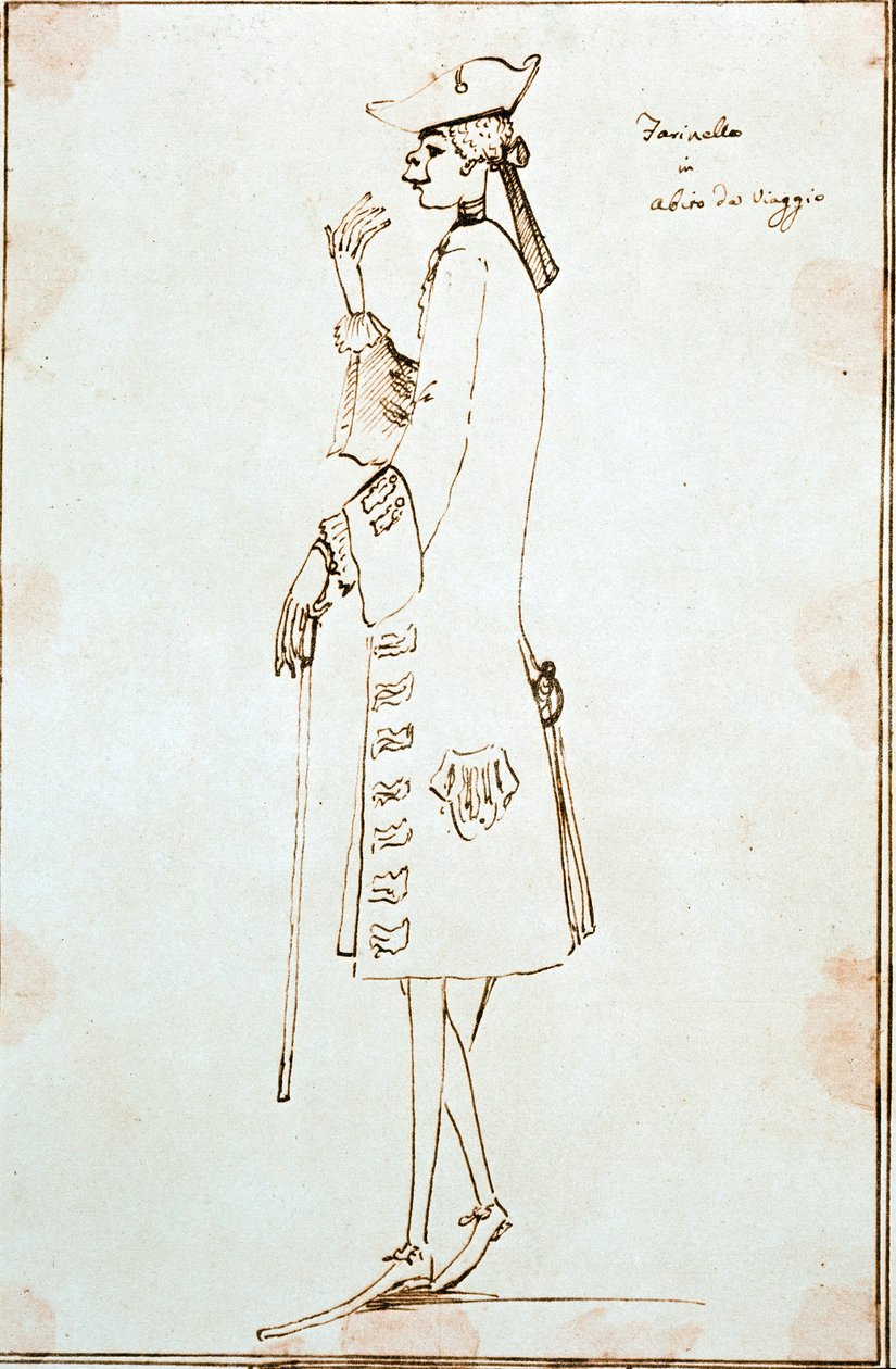 Portrait of Carlo Broschi (Farinelli) (1705-1782) (Drawing by Anton Maria Zanetti, 1725) by Antonio Maria Zanetti