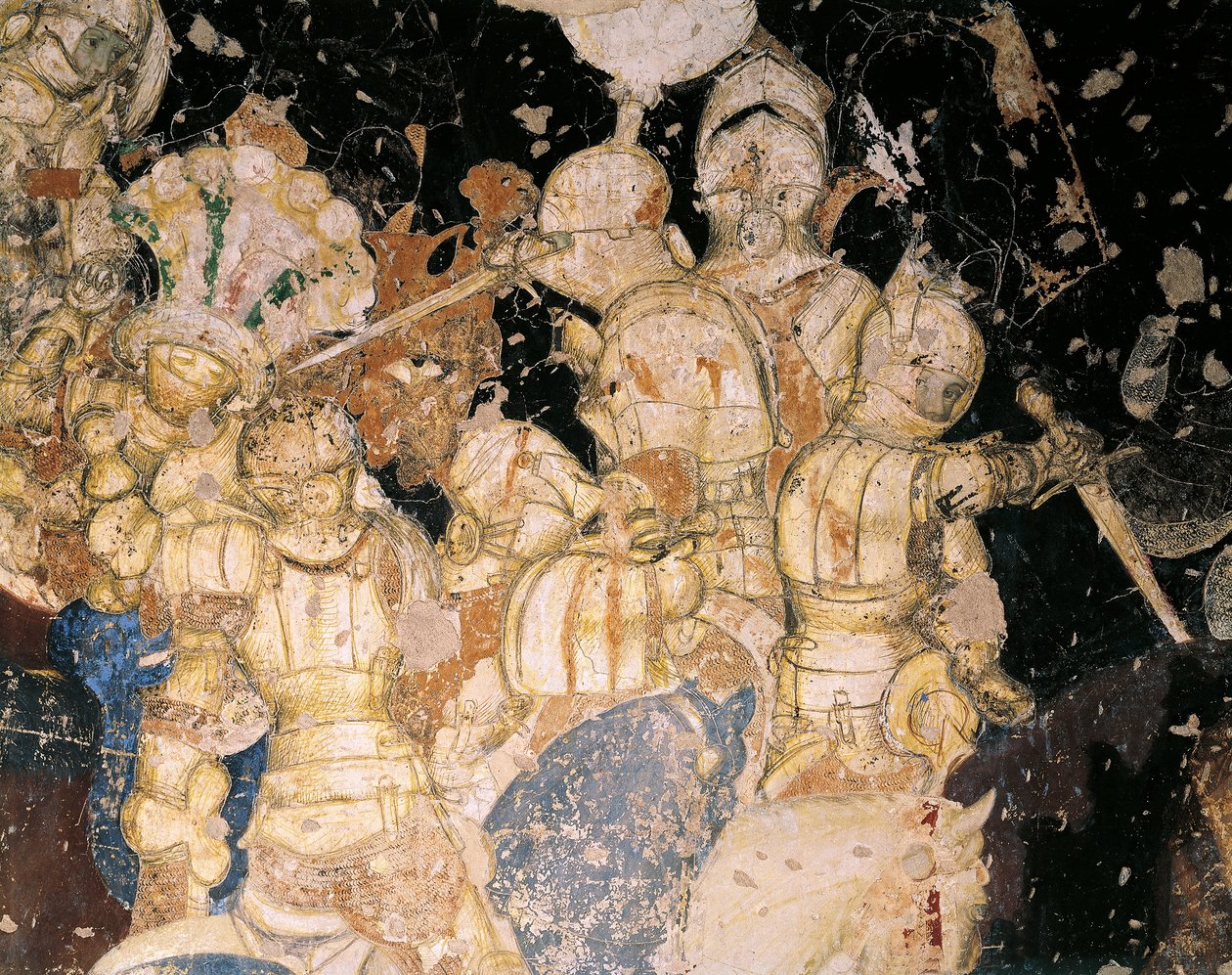 Tournament-Battle of Louvezerp, by Antonio Pisano known as Pisanello, fresco (detail) by Antonio Pisanello