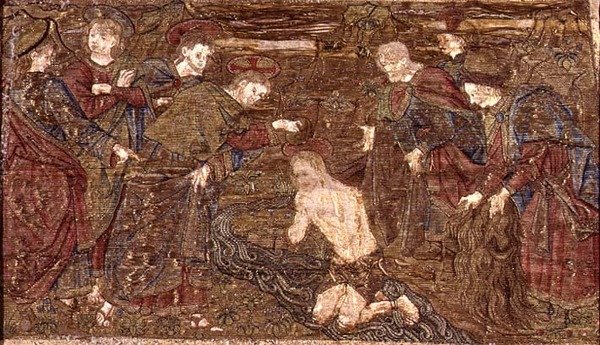 Christ Baptising St. John the Baptist, tapestry depicting scenes from the life of the saint by Antonio Pollaiuolo