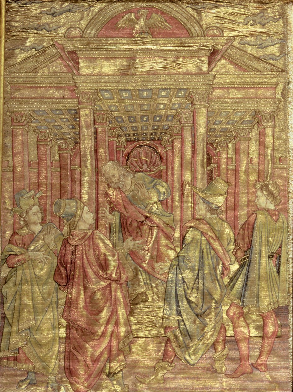 Zacharias Leaving the Temple, tapestry depicting scenes from the life of St. John the Baptist by Antonio Pollaiuolo