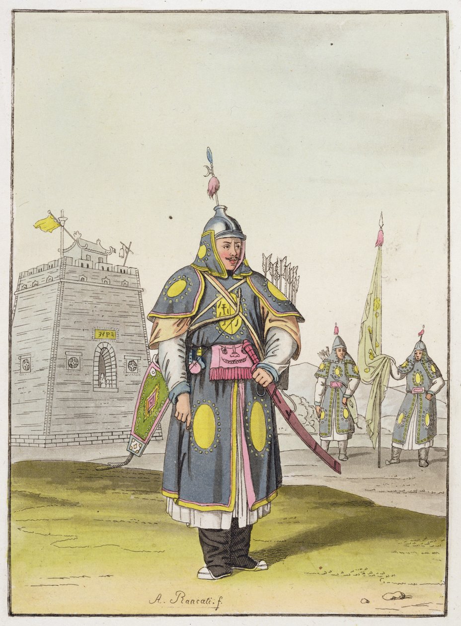 Chinese soldier in full battle dress, illustration from 