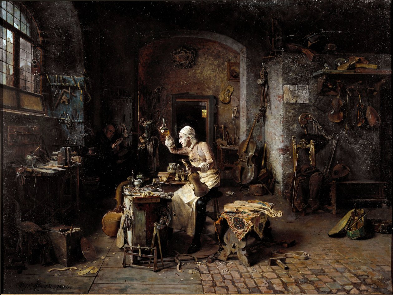 The Italian Luthier Antonio Stradivari in His Workshop by Antonio Rinaldi