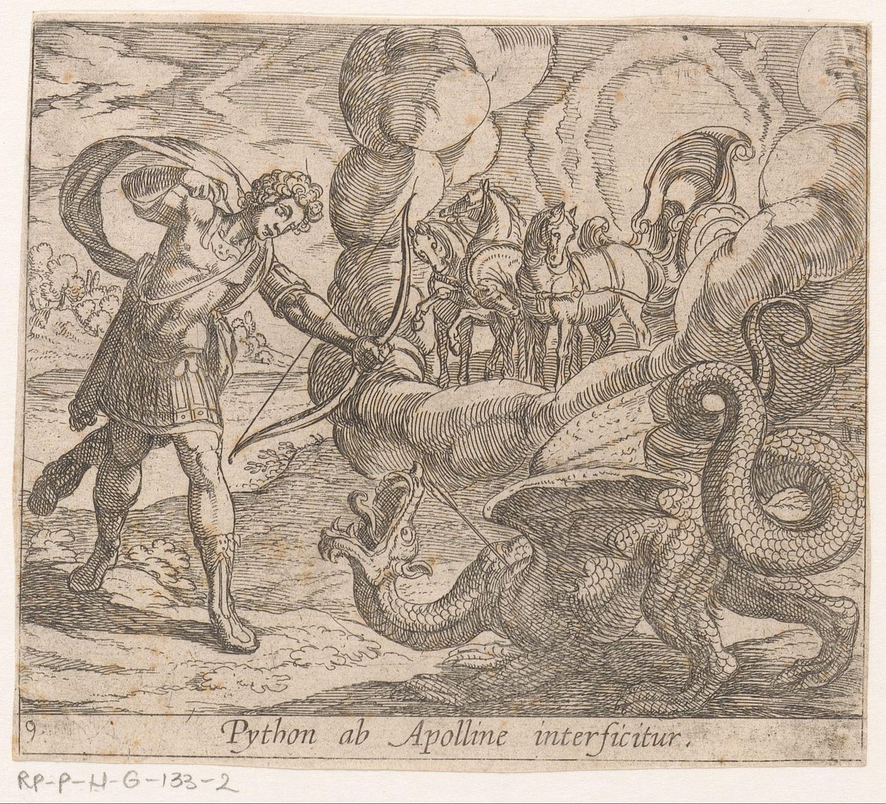 Apollo Kills Python (Metamorphoses by Ovid) by Antonio Tempesta