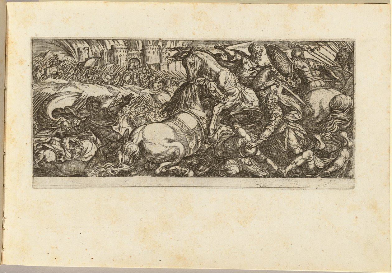 Battle Scene with Two Horses Attacking Each Other by Antonio Tempesta