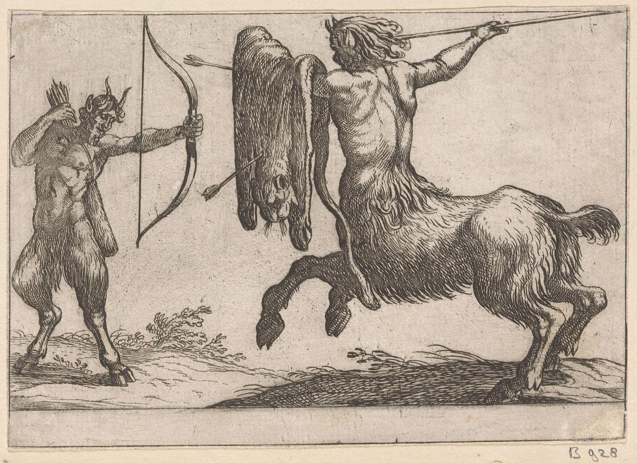 A Centaur Attacking a Satyr (Fighting Animals) by Antonio Tempesta