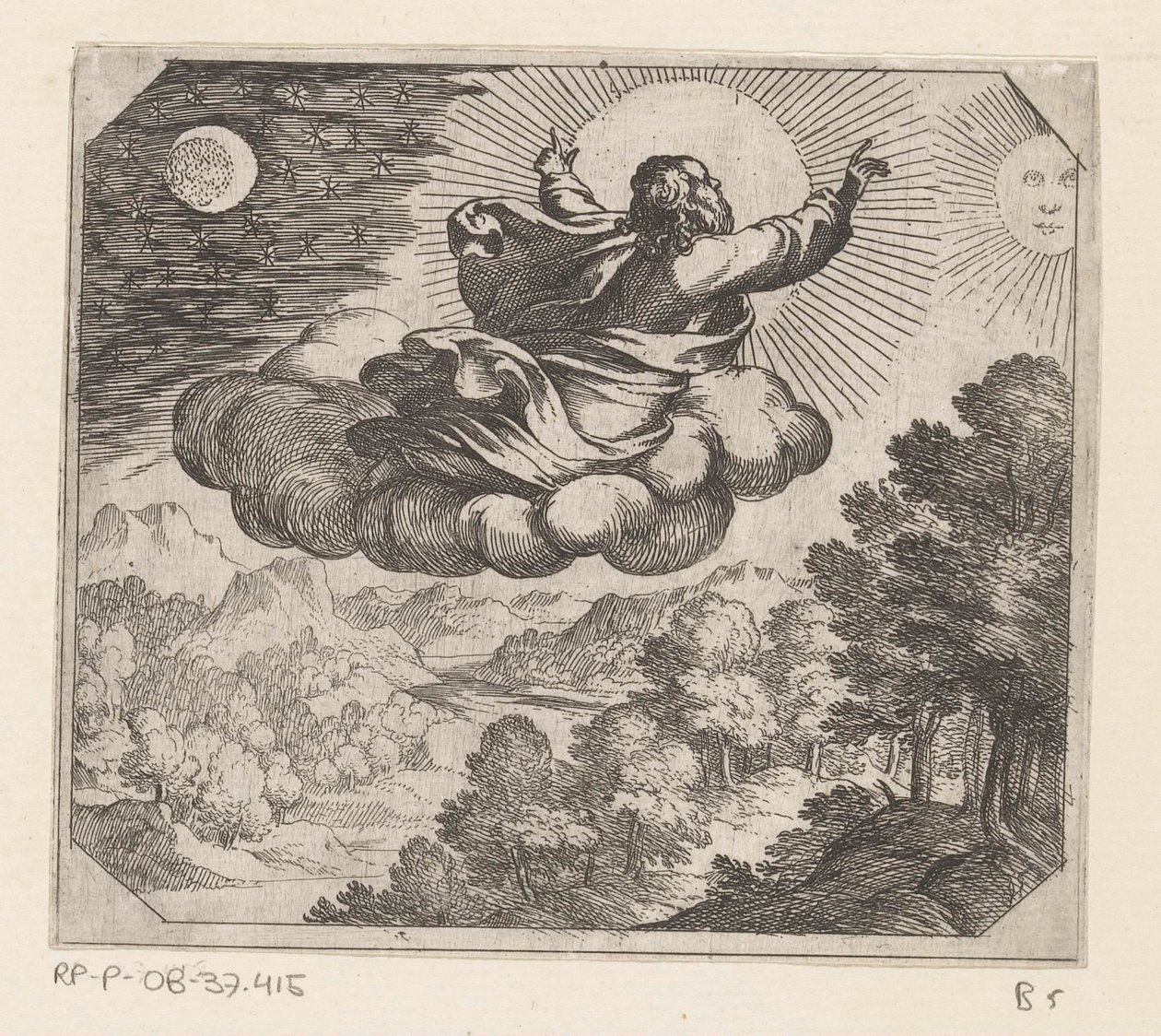 God Creates the Sun, the Moon, and the Stars by Antonio Tempesta