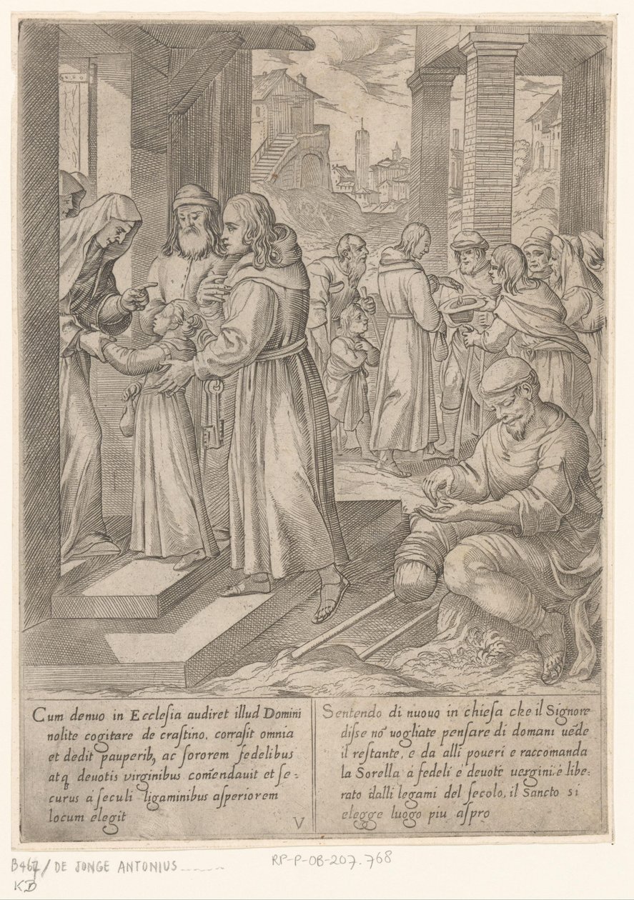 H. Antonius Brings His Sister to the Nuns, The Life of Saint Anthony the Great (series title) by Antonio Tempesta