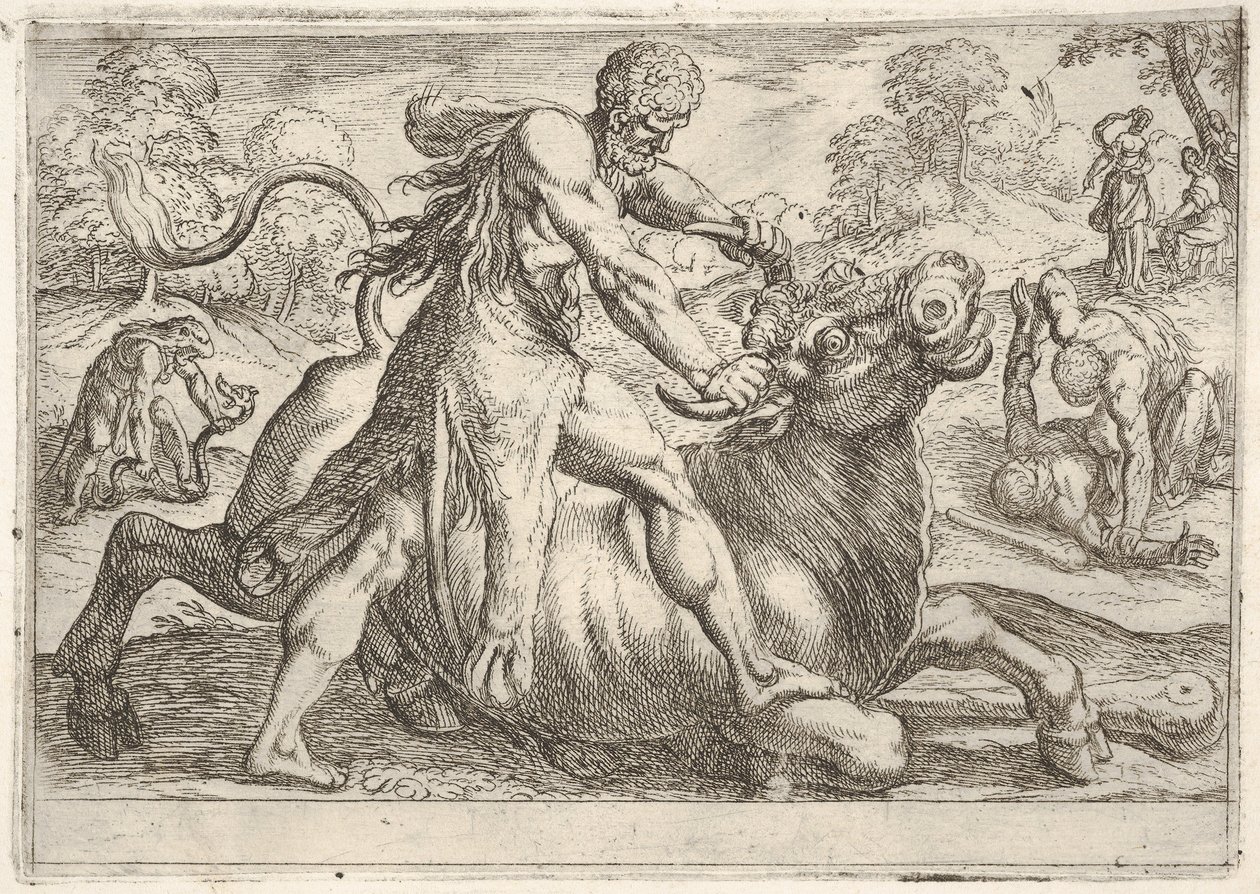 Hercules and Achelous by Antonio Tempesta