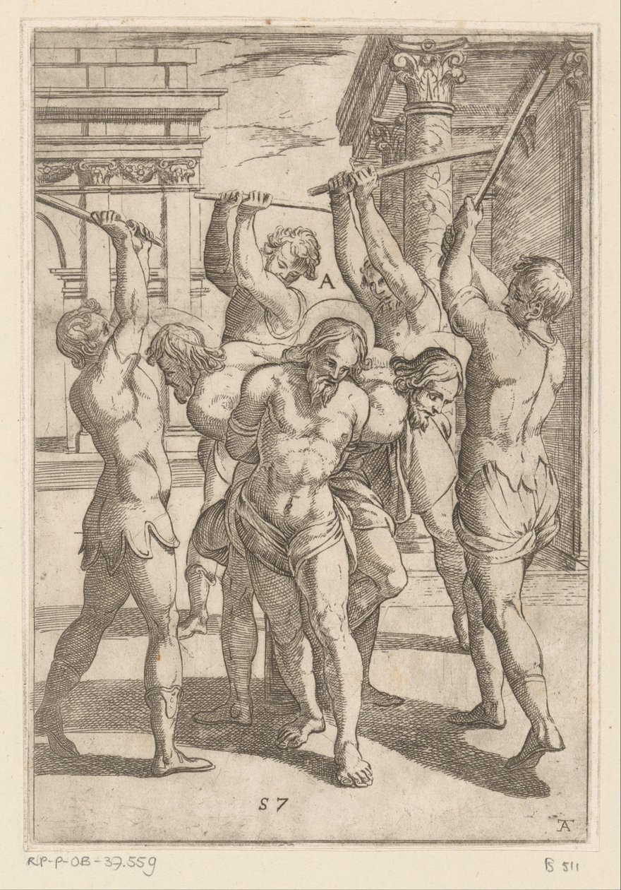 The Beating of Three Saints Bound Back to Back by Antonio Tempesta