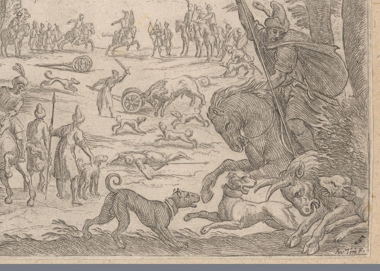 Hunting Wild Bulls (Hunting Scenes, Part 2) by Antonio Tempesta