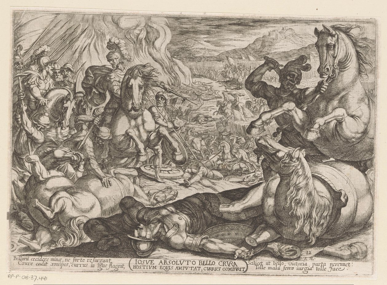 Joshua Cripples the Horses and Burns the Chariots of the Nations by Antonio Tempesta
