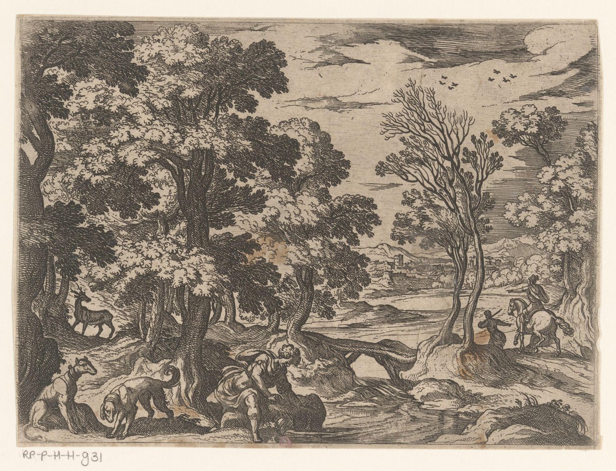 Landscape with Narcissus by Antonio Tempesta