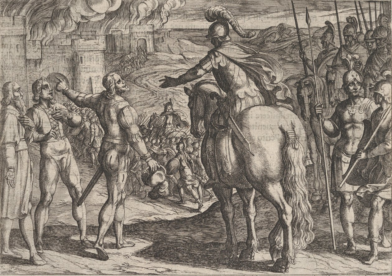 Plate 34: The Romans Burning the Dutch Countryside, from The War of the Romans Against the... by Antonio Tempesta
