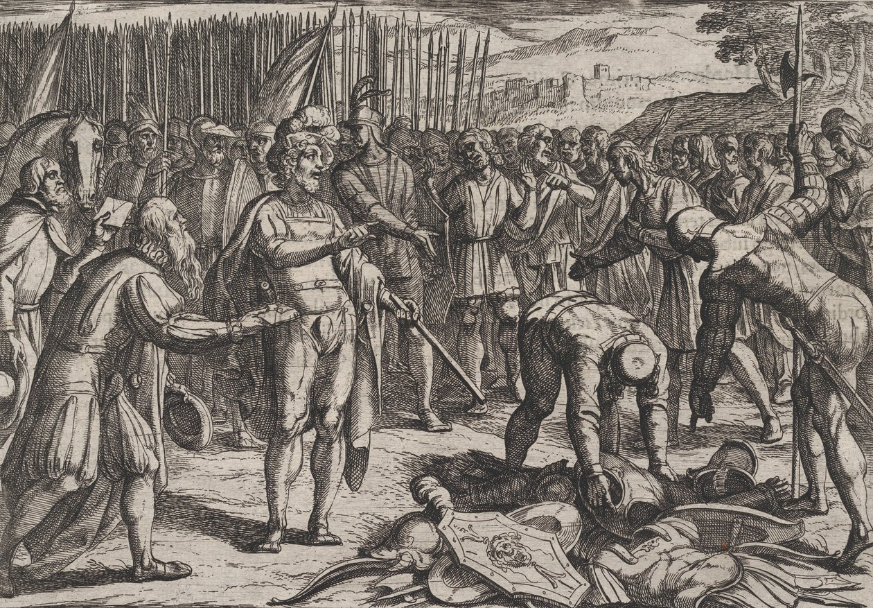 Plate 7: German Envoys Visit Civilis, from The War of the Romans Against the Batavians by Antonio Tempesta