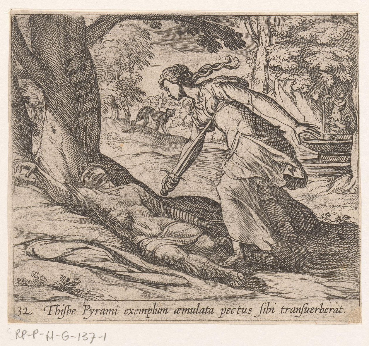 Suicide of Thisbe by Antonio Tempesta