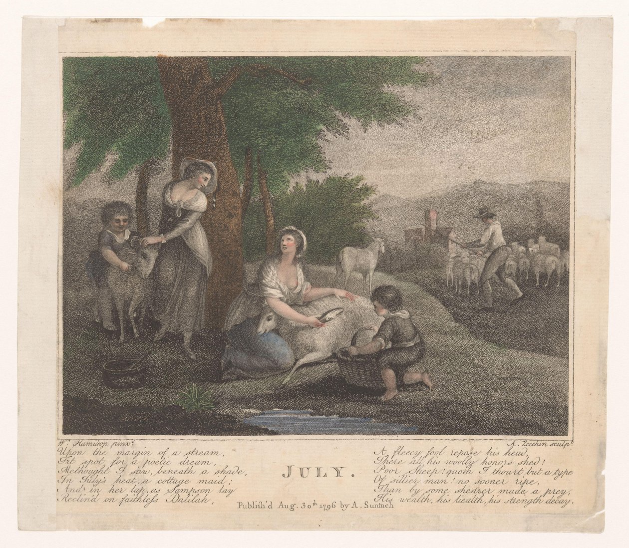 Women Shearing Sheep (July) by Antonio Zecchin