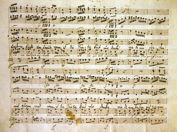 Late 18th Century Copy of a Manuscript Page from the Score of La Scuola de Gelosi by Antonio after Salieri