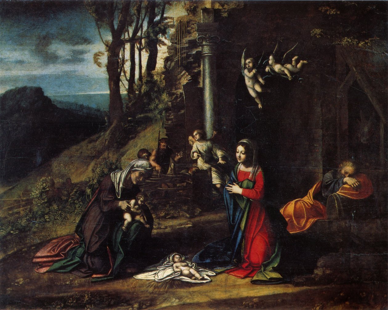 Nativity with Saints Elizabeth and John the Baptist by Antonio da Correggio