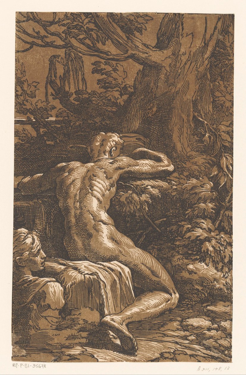 Naked Man in a Landscape by Antonio da Trento