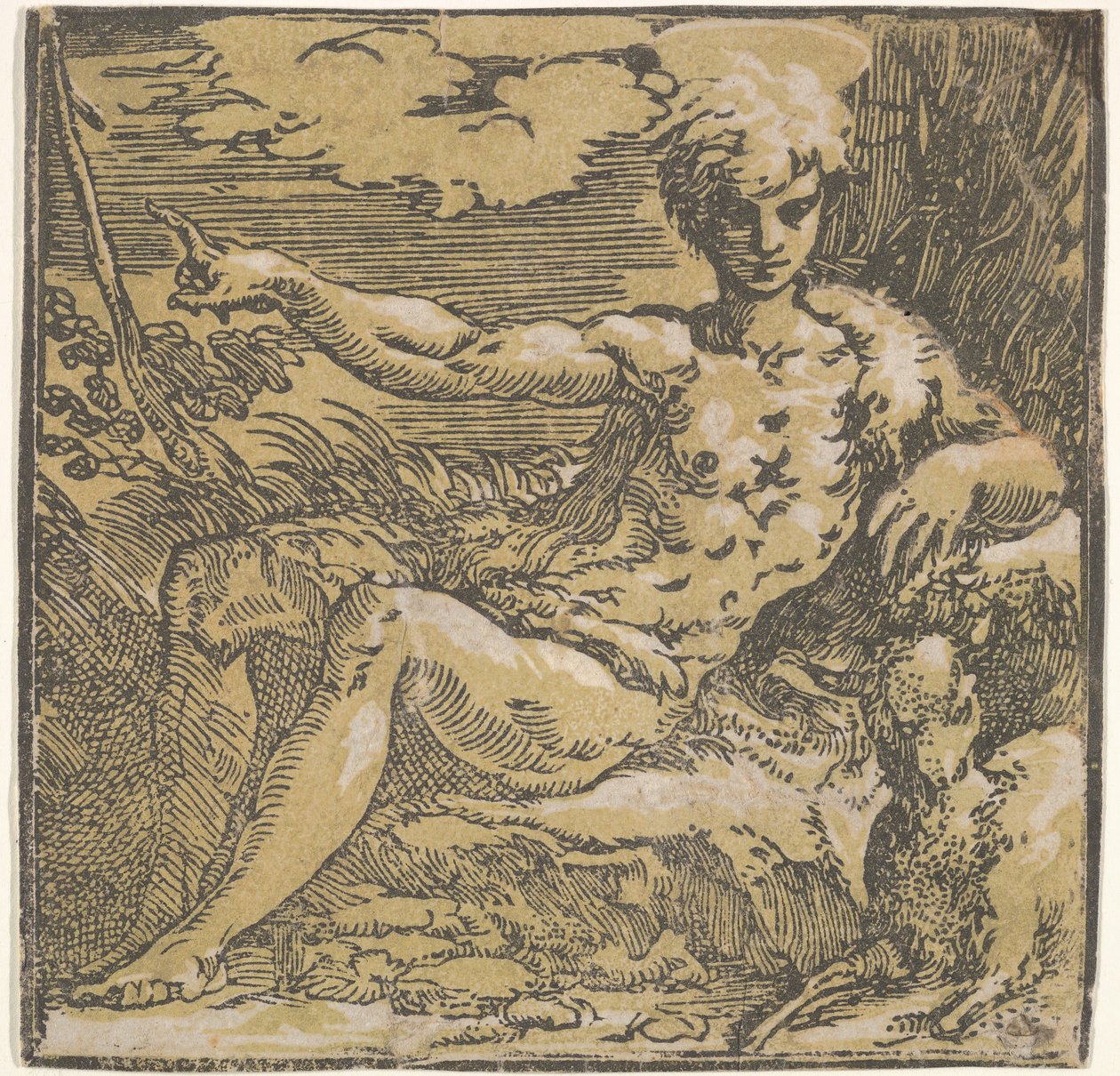 Saint John the Baptist in the Desert, a Lamb by His Side, ca. 1527-30 by Antonio da Trento