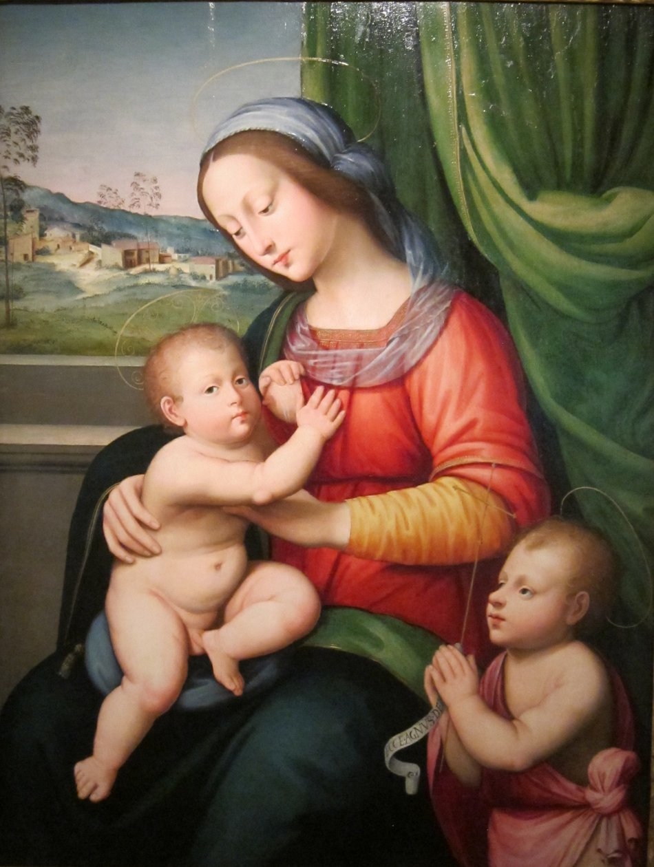 Madonna/Virgin and Child with the Infant St John the Baptist by Antonio del Ceraiolo