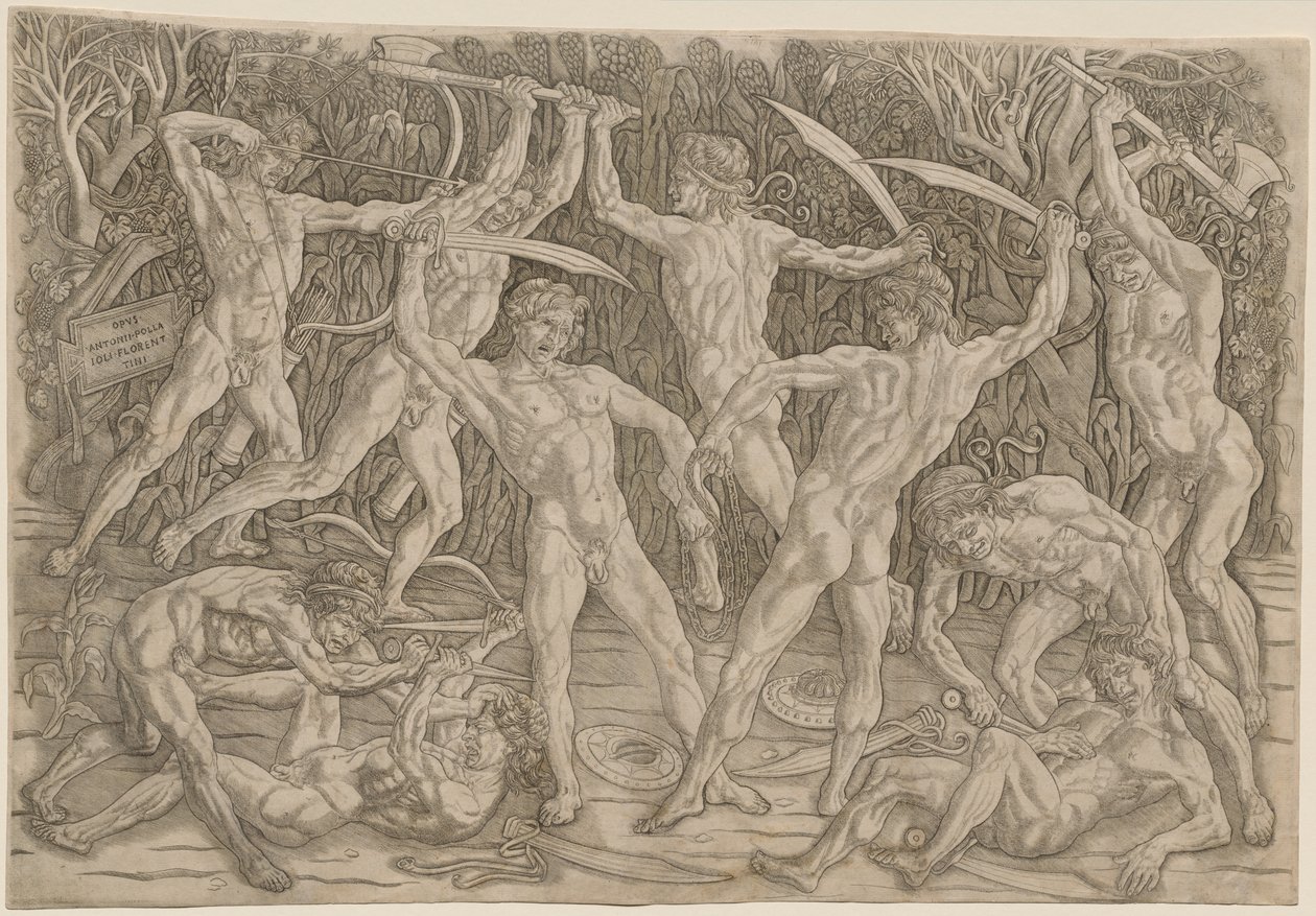 Battle of the Nudes, 1470s-80s by Antonio Pollaiuolo