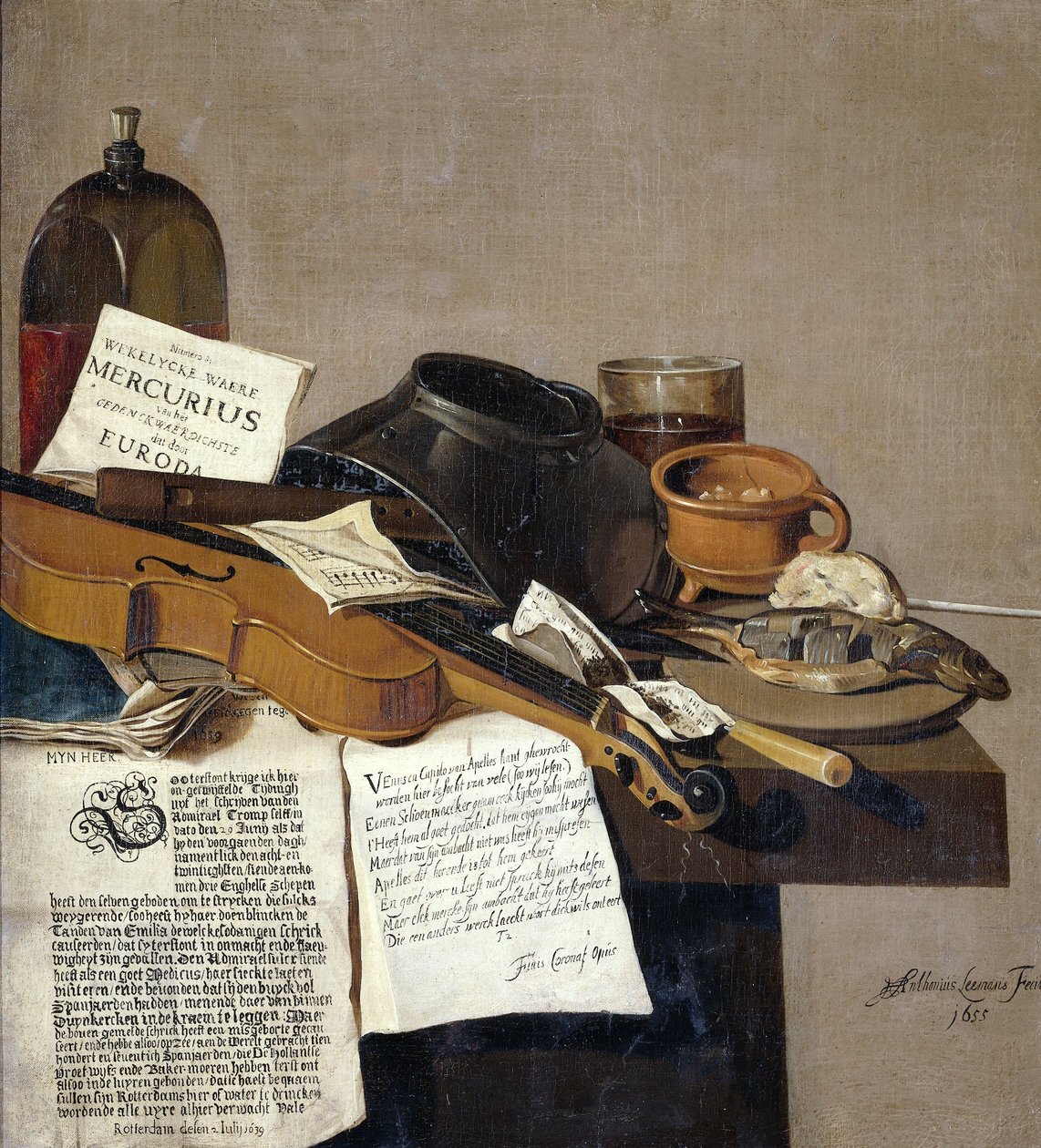 Still Life with a Copy of De Waere Mercurius by Antonius Leemans