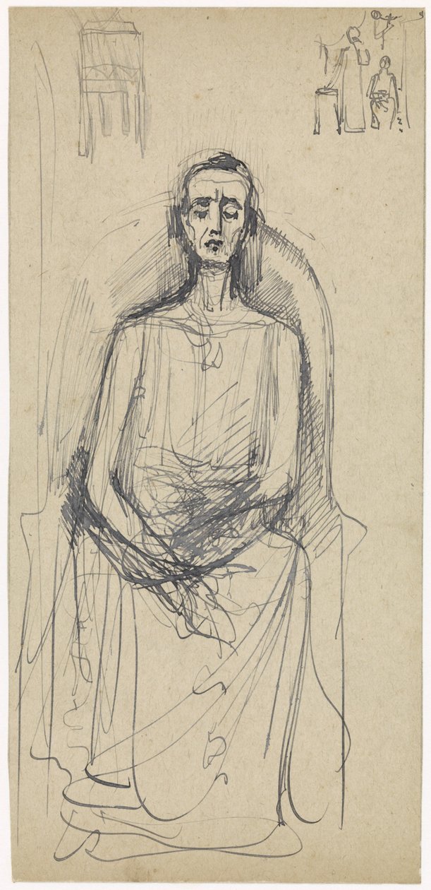 Seated Figure with Downcast Eyes by Antoon Derkinderen