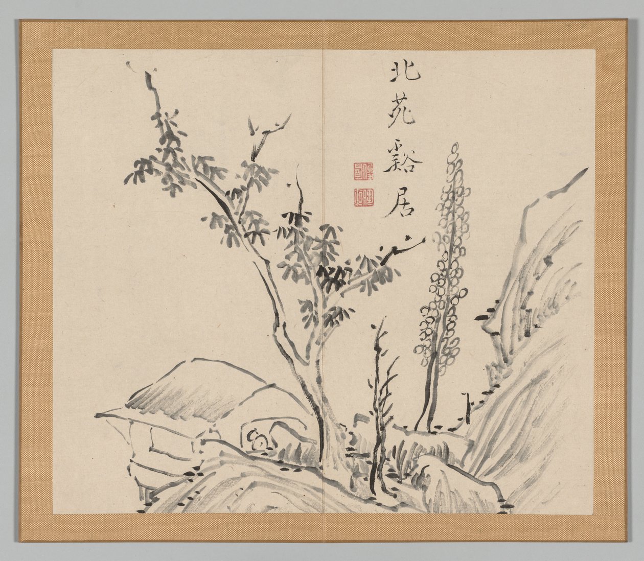 Double Album of Landscape Studies after Ikeno Taiga, Volume 2 Leaf 13 by Aoki Shukuya