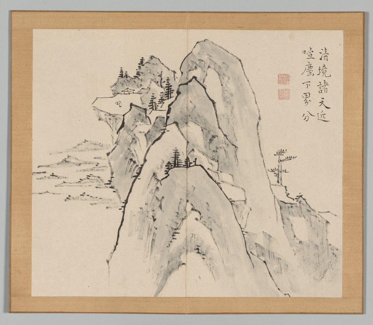Double Album of Landscape Studies after Ikeno Taiga, Volume 2 Leaf 33, 18th Century by Aoki Shukuya