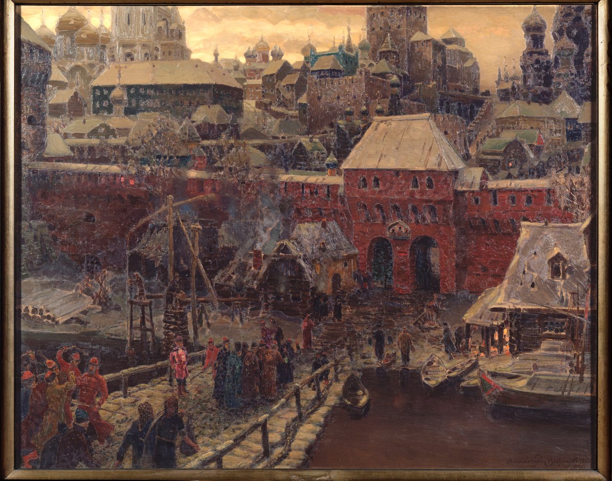 Moscow in the 17th Century, The Moskvoretsky Bridge and the Water Gate by Apollinari Mikhailovich Vasnetsov