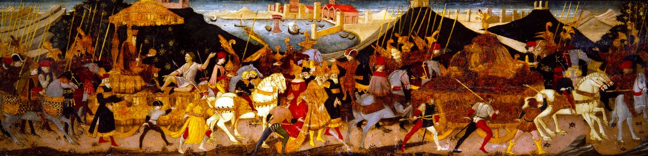 Cassone Panel, Triumph of Caesar by Apollonio di Giovanni di Tommaso