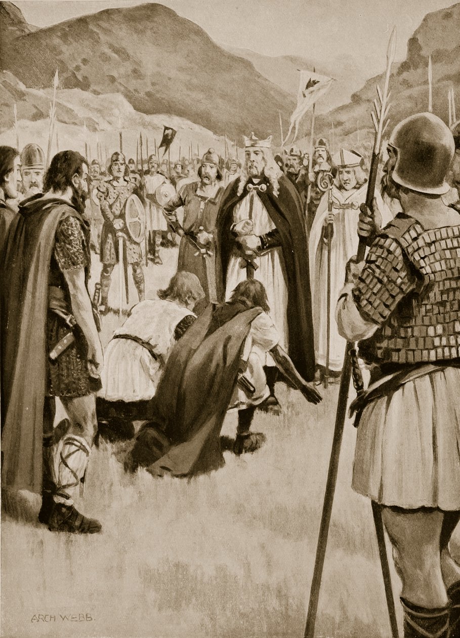 The Council of Dacor, 926, when Athelstan drove out Guthfrith the young King of Danish Northumbria, illustration from 
