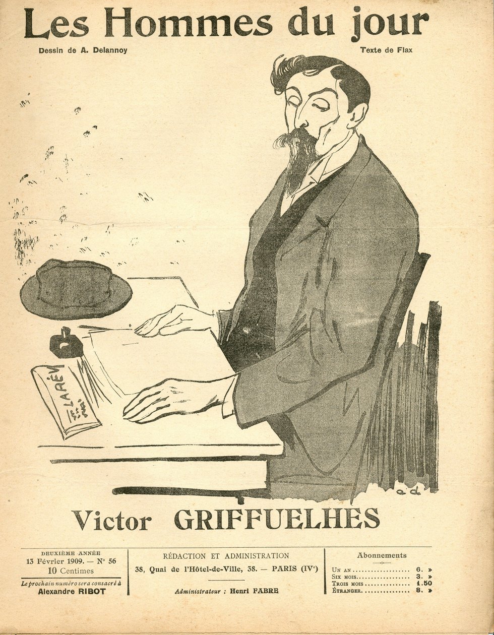 Cover of Les Hommes du jour, Satirical in B & W by Aristide Delannoy