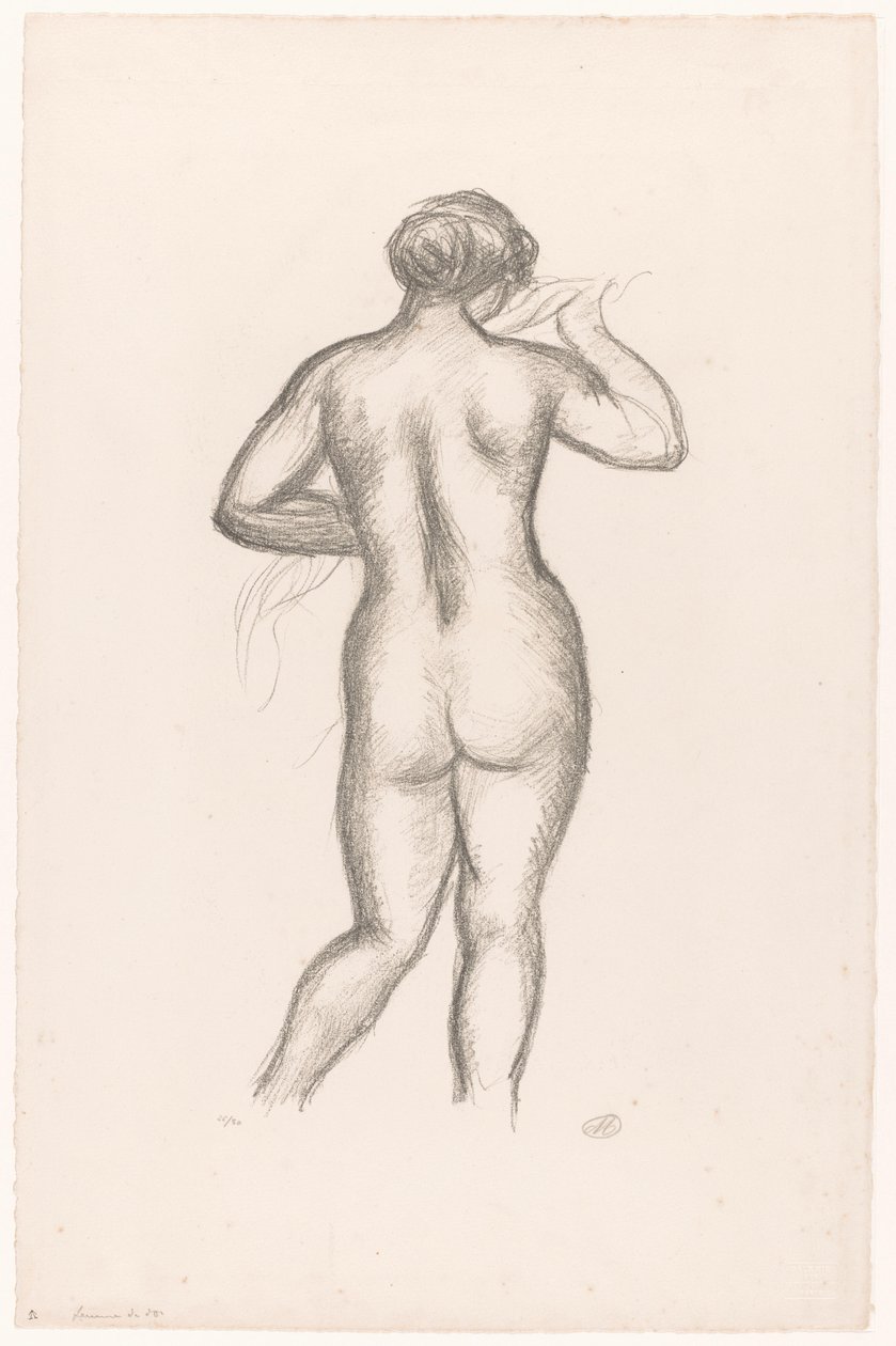 Female Nude Seen from the Back by Aristide Maillol (signed by artist)